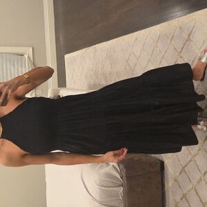 NWOT WOMEN'S ZARA BLACK SMOCKED MAXI SUNDRESS SUN DRESS HALTER SZ S $60